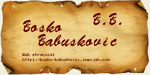 Boško Babušković vizit kartica